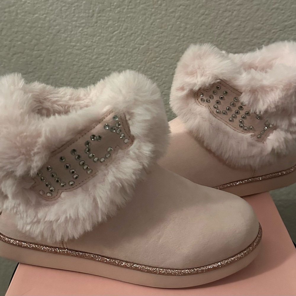 Juicy Couture Pink  Ankle Booties with Rhinestone Accents